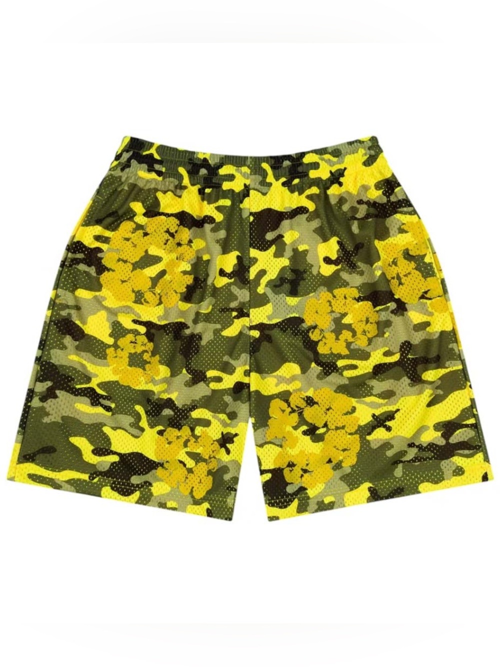 Denim Tears Camo Cotton Wreath Mesh Shorts Yellow